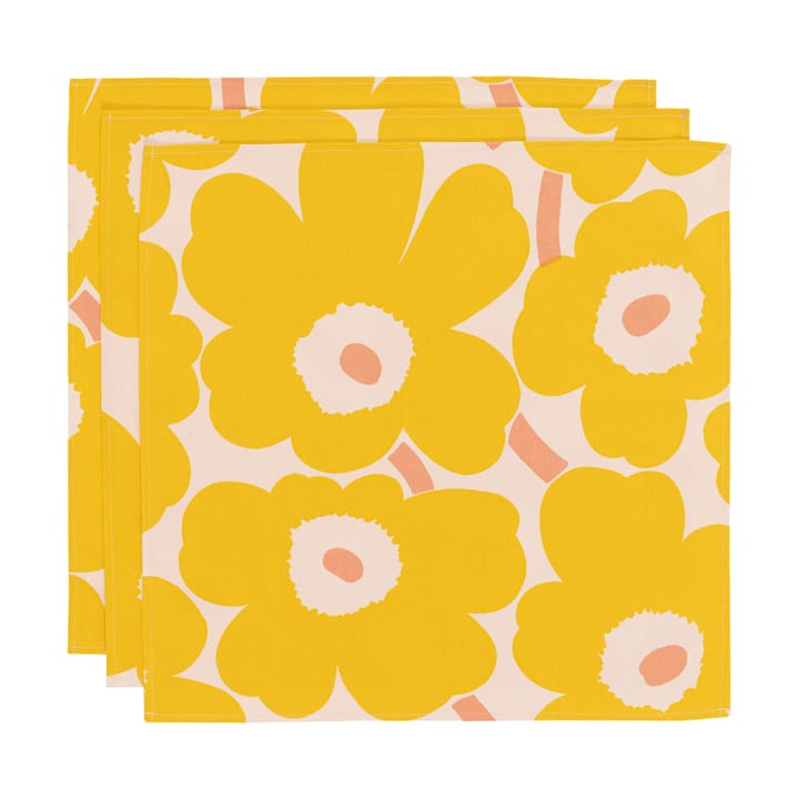 Serwetka materiałowa Pieni Unikko 43x43 cm 3 szt. - Cotton-yellow-pink - Marimekko