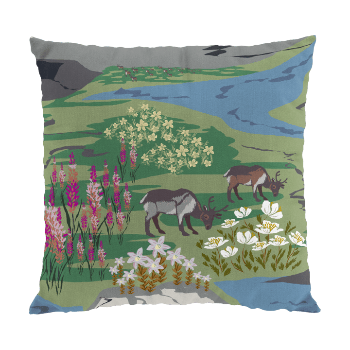 Poszewka na poduszkę Fjällängar 47x47 cm (Górskie Łąki), Zielona Arvidssons Textil