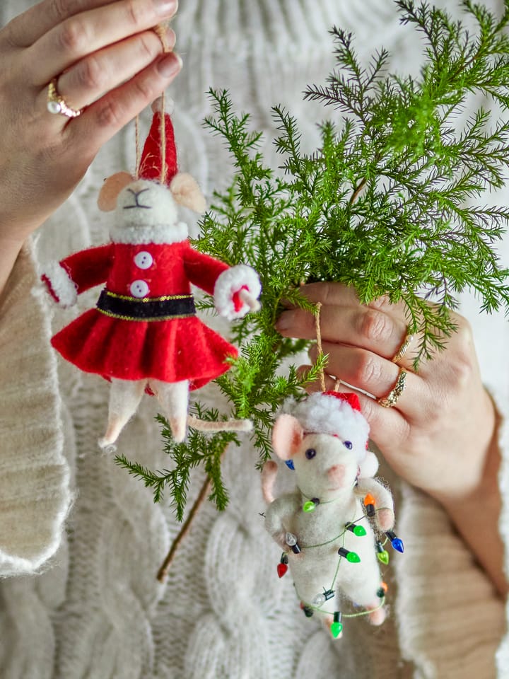 Zawieszki świąteczne Peo myszki, 2 szt. - Biało-czerwone - Bloomingville