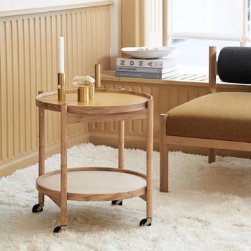 Bølling Tray Table model 50 stół obrotowy - sunny, czarny lakierowany stojak dębowy - Brdr. Krüger