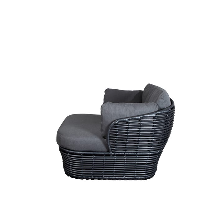 Fotel lounge Basket, Graphite Grey, w zestawie szare poduszki Cane-line