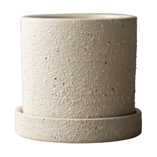 Doniczka Grow Ø10 cm z podstawką - Creme structure - DBKD