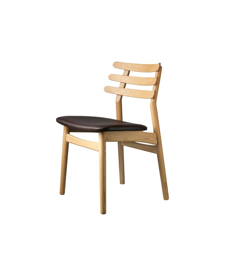 Krzesło J48 - Oak nature lacquered-dark brown leather - FDB Møbler