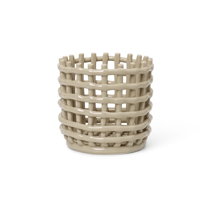 Ceramic pleciony koszyk  Ø16 cm - cashmere - ferm LIVING