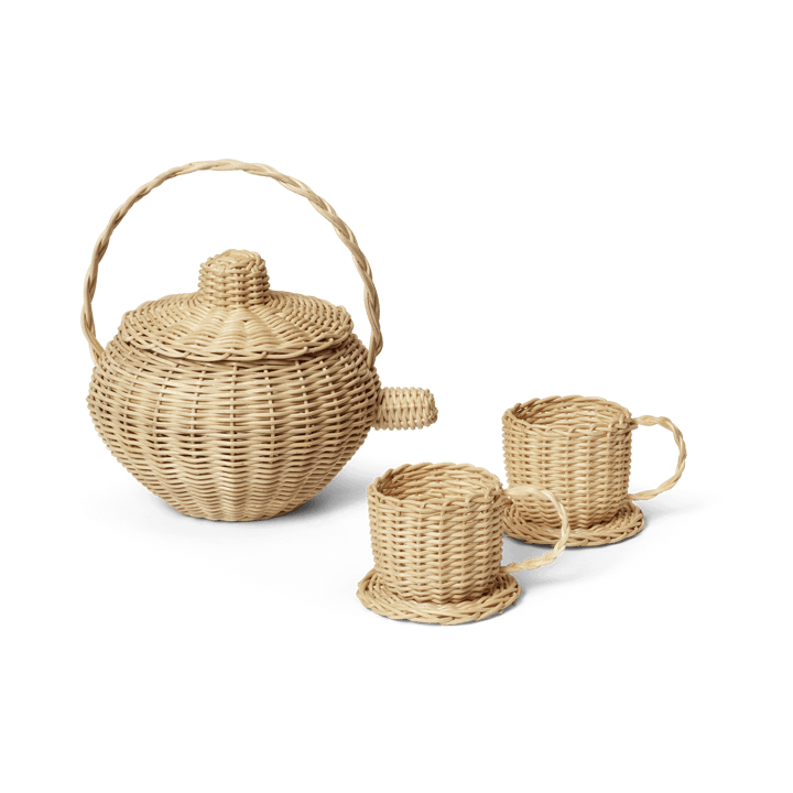 Rattan zestaw do herbaty 3 sztuk, Natural ferm LIVING