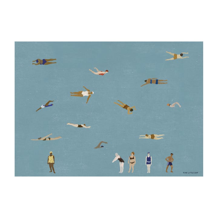 Plakat Swimmers - Blue, 50x70 cm - Fine Little Day