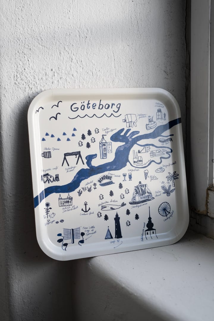 Taca Gothenburg 32x32 cm, White-Blue Fine Little Day