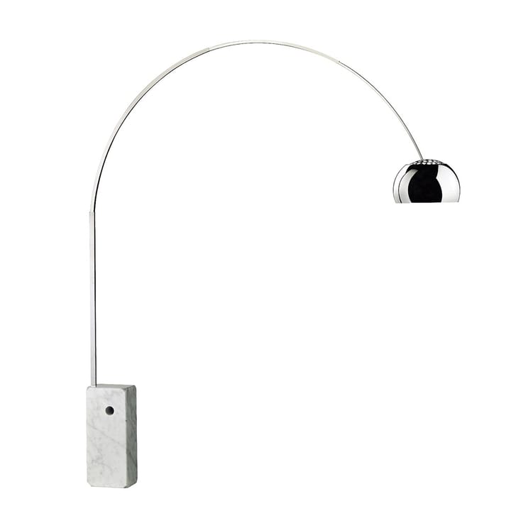 Lampa podłogowa Arco - Chrom, podstawa z marmuru karraryjskiego - Flos