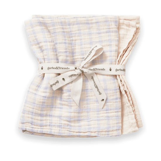 Kocyk Gingham Sky Blue Muslin, 2 szt. - 60x60 cm - Garbo&Friends