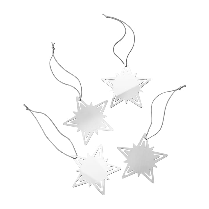 Classic christmas star dekoracja prezentu 4 szt.  - Srebro - Georg Jensen