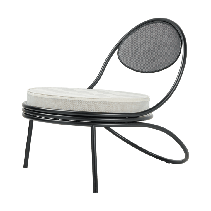 Krzesło Copacabana Outdoor Lounge Chair z tapicerowanym siedziskiem - Leslie stripe limonta 020-czarne nogi - GUBI