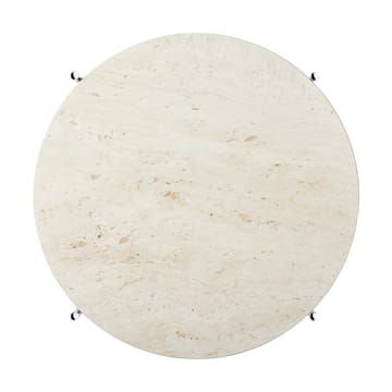 TS stolik kawowy polerowany stal Ø55 - Neutral white travertine - GUBI