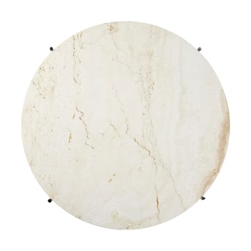 TS stolik kawowy polerowany stal Ø80 - Neutral white travertine - GUBI