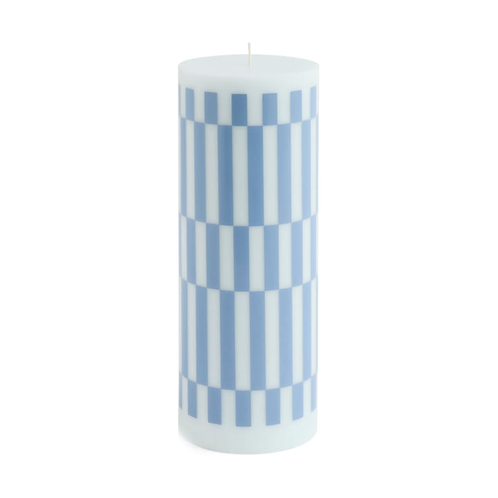 Świeca Column Candle large 25 cm - Light blue-dusty blue check - HAY