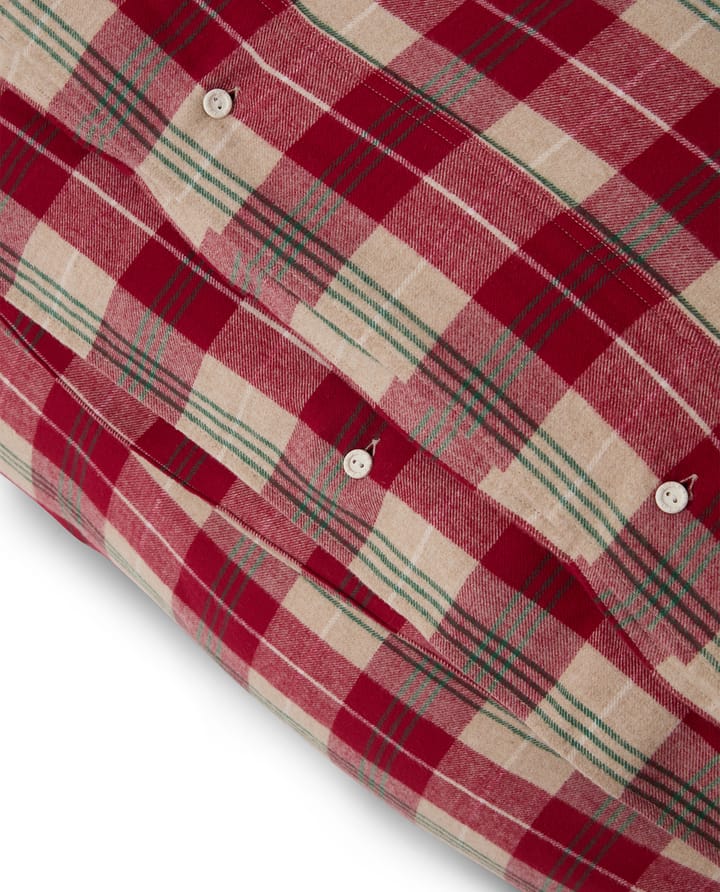 Komplet pościeli Checked Cotton Flannel, Czerwono-beżowo-zielono-biały Lexington