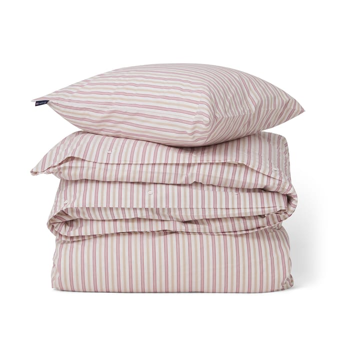 Komplet pościeli Dobby Striped Cotton Poplin  - Czerwono-beżowo-biały - Lexington