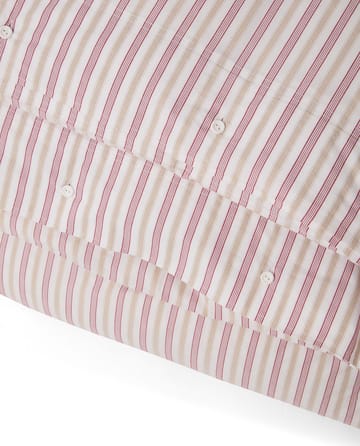 Komplet pościeli Dobby Striped Cotton Poplin  - Czerwono-beżowo-biały - Lexington