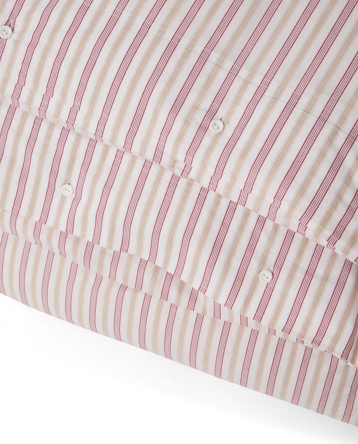 Komplet pościeli Dobby Striped Cotton Poplin , Czerwono-beżowo-biały Lexington