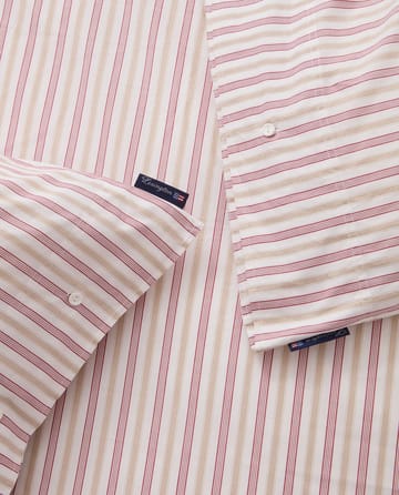 Komplet pościeli Dobby Striped Cotton Poplin  - Czerwono-beżowo-biały - Lexington