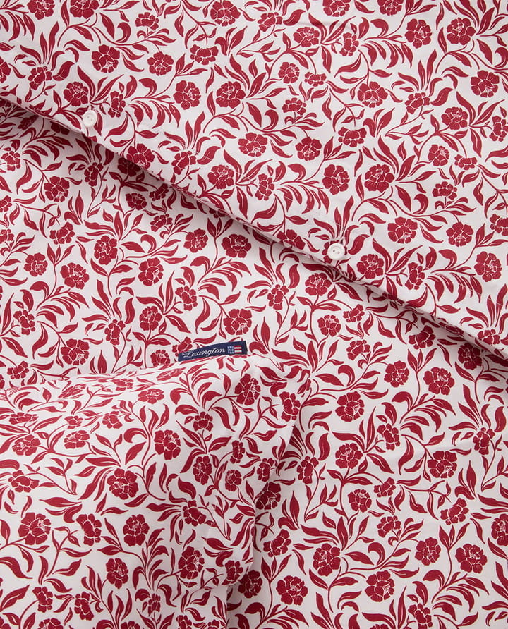 Komplet pościeli Flower Printed Cotton Sateen, Biało-czerwony Lexington