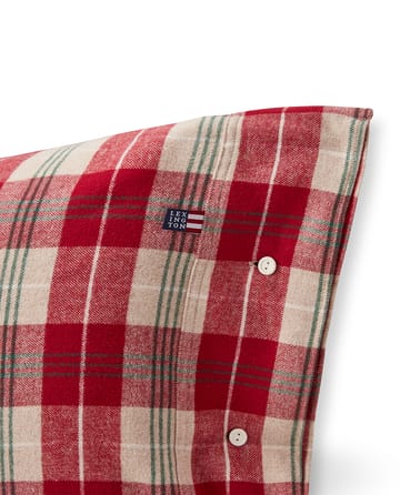 Poszewka na poduszkę Checked Cotton Flannel 50x60 cm - Czerwono-beżowo-zielono-biała - Lexington