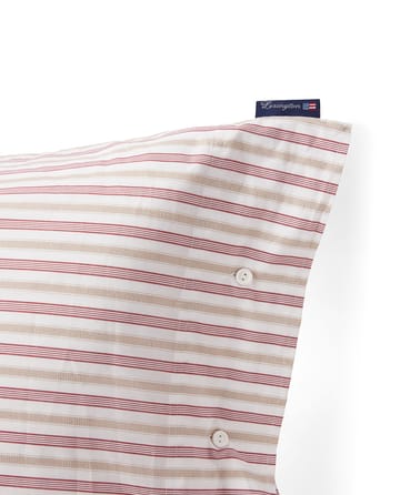 Poszewka na poduszkę Dobby Striped Cotton Poplin 50x60 cm - Czerwono-beżowo-biała - Lexington