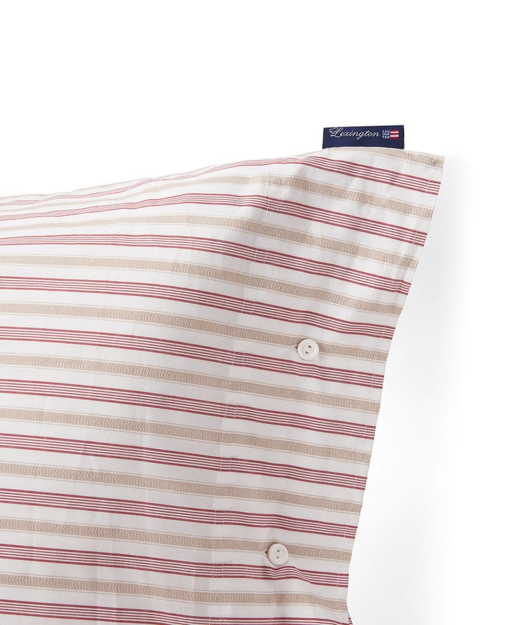 Poszewka na poduszkę Dobby Striped Cotton Poplin 50x60 cm, Czerwono-beżowo-biała Lexington