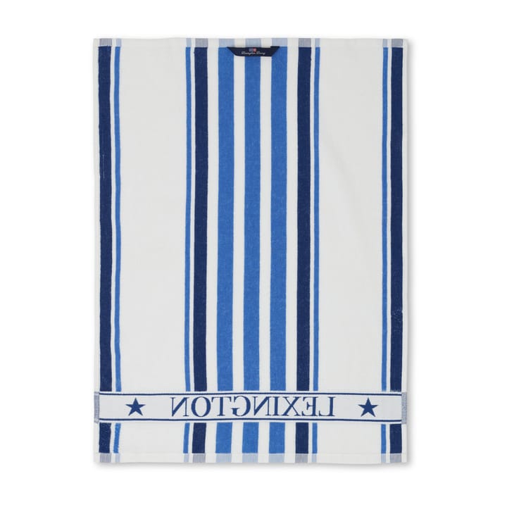 Ręcznik kuchenny Striped Cotton Terry 50x70 cm - Biało-niebieski - Lexington