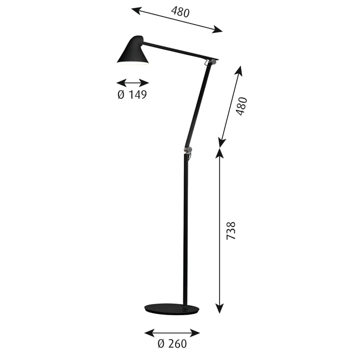 Lampa podłogowa NJP, Czarny Louis Poulsen