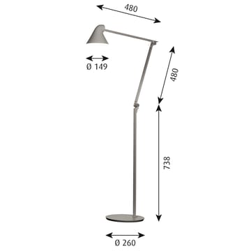 Lampa podłogowa NJP - Jasnoszary - Louis Poulsen