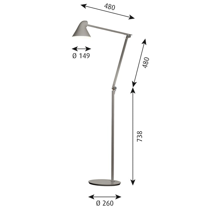 Lampa podłogowa NJP, Jasnoszary Louis Poulsen