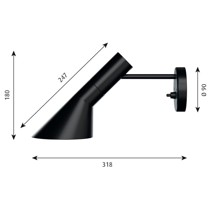 Lampa ścienna AJ, Czarny Louis Poulsen