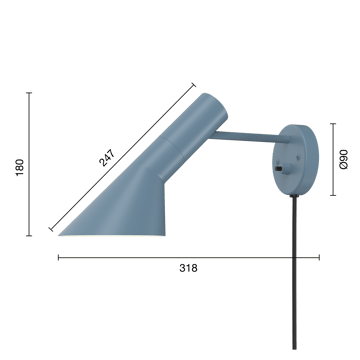 Lampa ścienna AJ - Dusty blue - Louis Poulsen