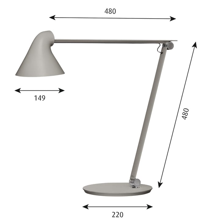 Lampa stołowa NJP, Jasnoszary Louis Poulsen