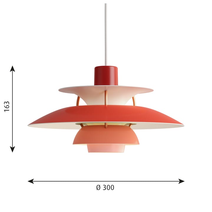 Lampa wisząca PH 5 MINI - Czerwony - Louis Poulsen