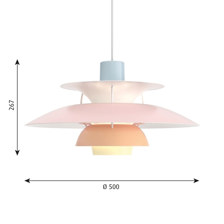 Lampa wisząca PH 5, Pastel-niebieski-róż-brzoskwinia Louis Poulsen