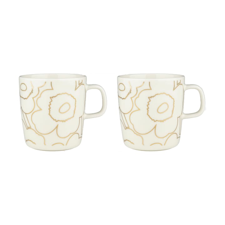 Kubek Piirto Unikko 4 dl, zestaw 2 szt. - White-gold - Marimekko