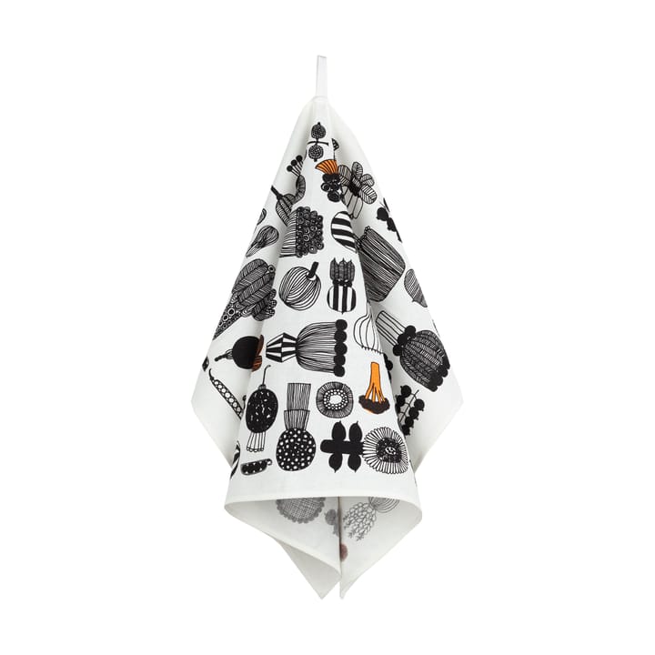 Ręcznik kuchenny Puutarhurin parhaat 47x70 cm - White-black-orange - Marimekko