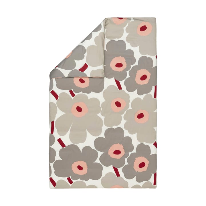 Satynowa poszewka na kołdrę Unikko 150x210 cm - Off white-warm grey-pink - Marimekko