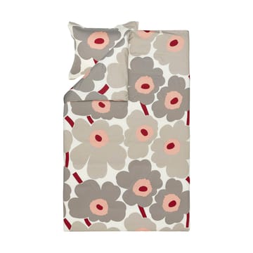 Satynowa poszewka na kołdrę Unikko 150x210 cm - Off white-warm grey-pink - Marimekko