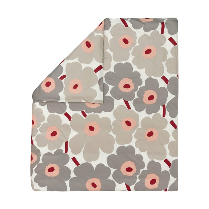 Satynowa poszewka na kołdrę Unikko 240x220 cm, Off white-warm grey-pink Marimekko