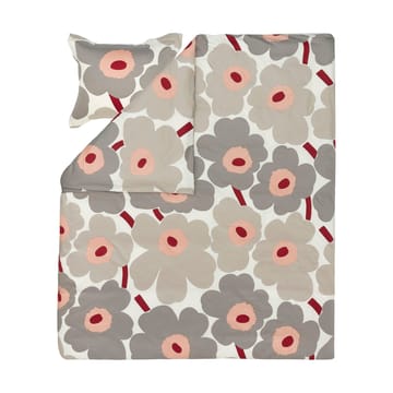 Satynowa poszewka na kołdrę Unikko 240x220 cm - Off white-warm grey-pink - Marimekko