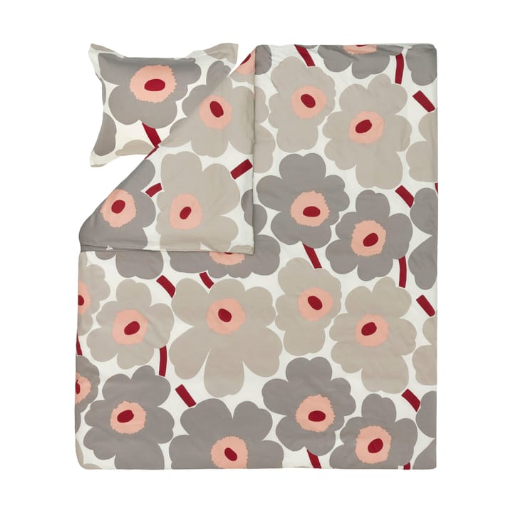 Satynowa poszewka na kołdrę Unikko 240x220 cm, Off white-warm grey-pink Marimekko