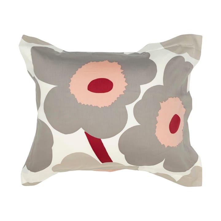 Satynowa poszewka na poduszkę Unikko 50x60 cm - Off white-warm grey-pink - Marimekko