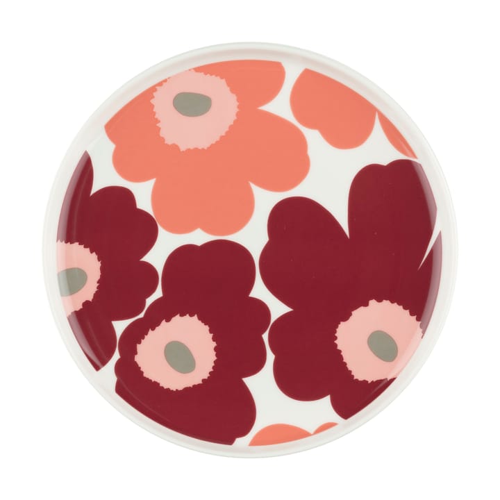 Talerz Unikko Ø20 cm - White-dark cherry-salmon red - Marimekko