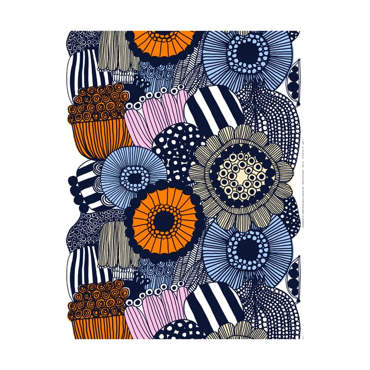 Tkanina Siirtolapuutarha - White-yellow-orange-light blue - Marimekko