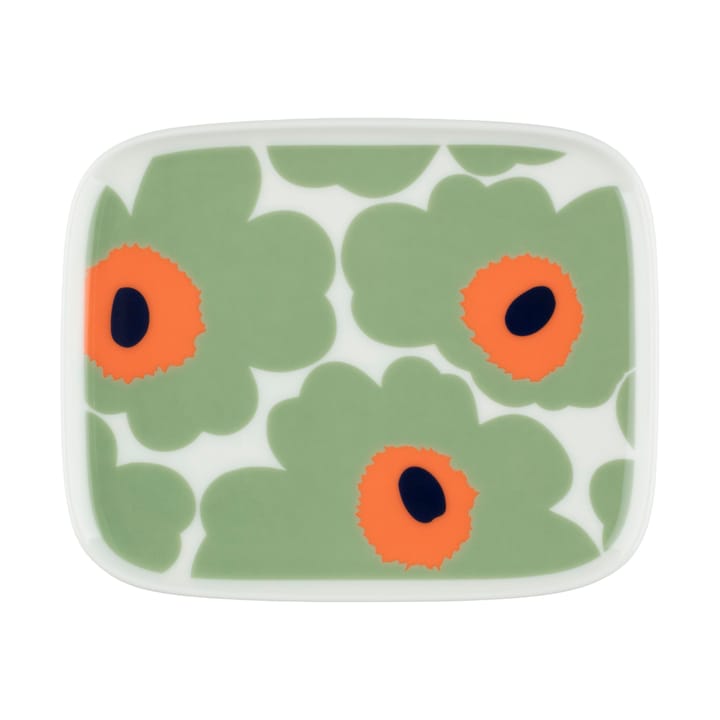 Unikko talerz 12x15 cm - White-sage-orange-dark blue - Marimekko