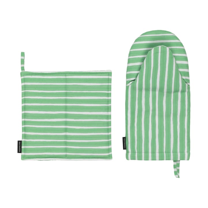 Zestaw Piccolo łapka + rękawica kuchenna - Light grey-spring green - Marimekko