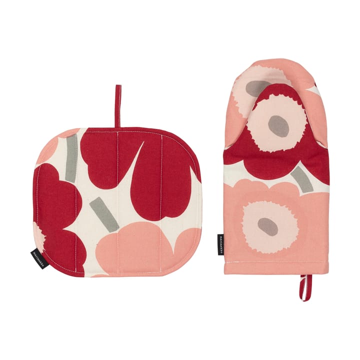 Zestaw rękawica kuchenna + łapka, 2 części - Cotton-dark cherry-rose - Marimekko