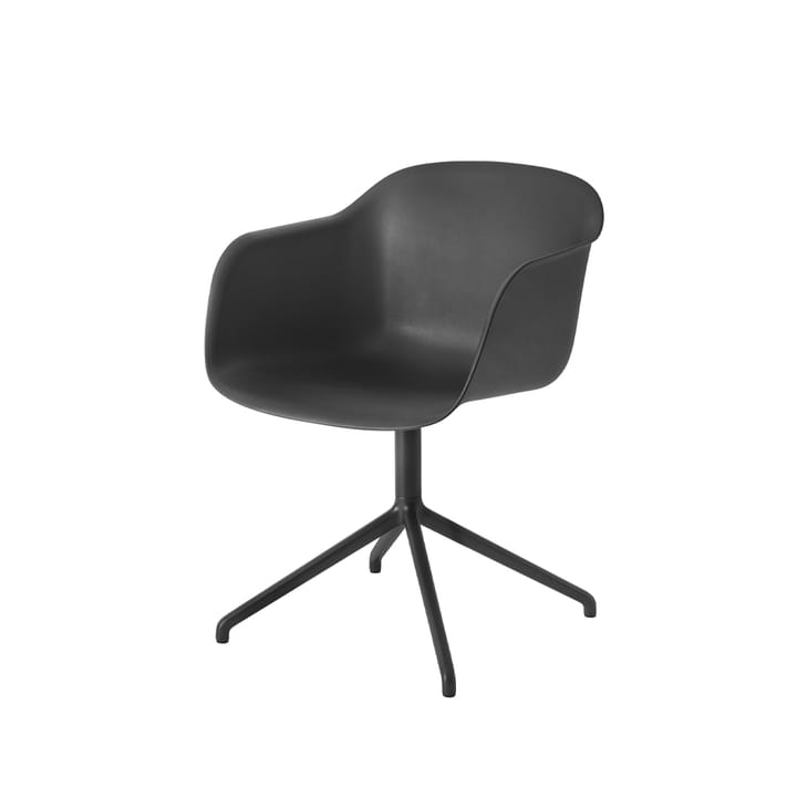 Fiber armchair swivel base with return krzesło biurowe - Black-anthracite black base - Muuto